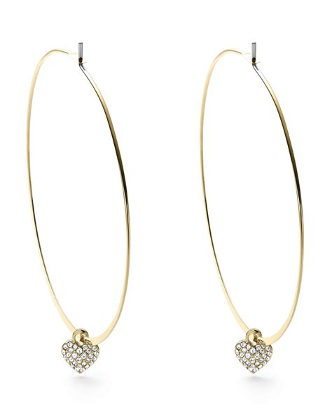 michael kors pave heart earrings|Michael Kors large hoop earrings.